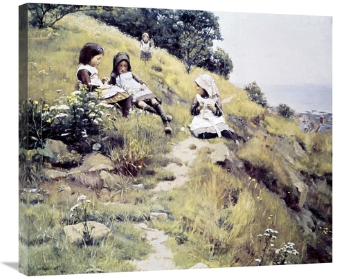 Global Gallery GCS-281800-30-142 30 in. Girls with a Wreath of Flowers