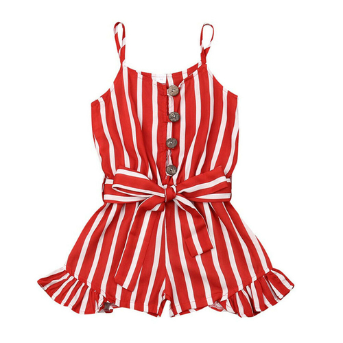 3-8Y Fashion Kids Baby Girls Clothes Strap Striped