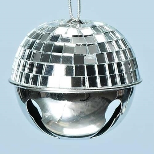 Roman 31420081 2.5 in. Winter Ice Silver Disco Ball Jingle Bell Christ