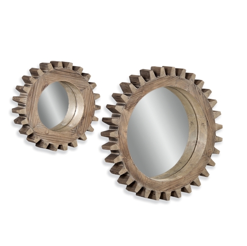 Bassett Mirror M3429EC Sprockets Wall Mirror Set of 2 - Dark Weathered