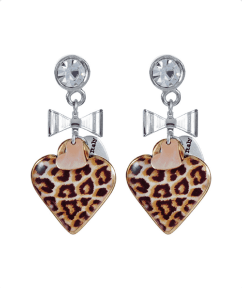 Animalier leopard print drop earrings