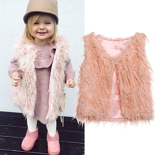 2018 New Toddler Kids Baby Girl Faux Fur Tops Vest