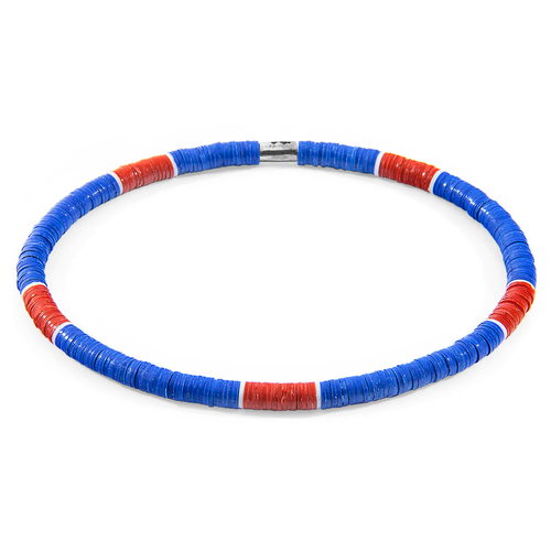 Blue - Red Finley Silver and Vinyl Disc SKINNY Bracelet