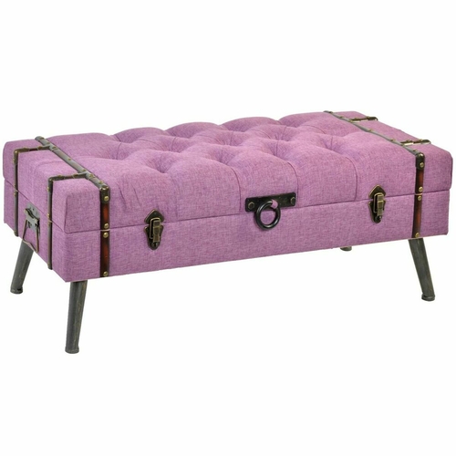 Bench DKD Home Decor   Metal Polyester Fuchsia MDF Wood (102 x 42 x