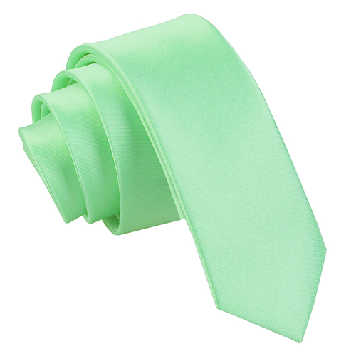 Plain Satin Skinny Tie - Mint Green