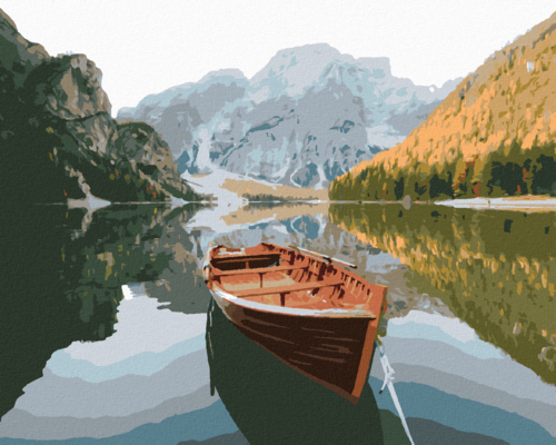 Paint by Numbers - WOODEN BOAT ON A LAKE