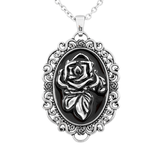 Rose Portrait Cameo Necklace