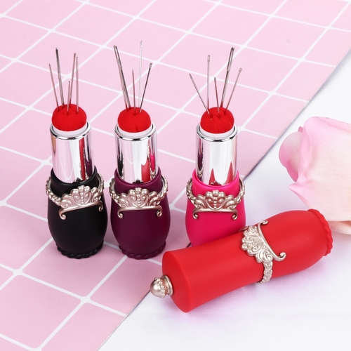 NEW Rotatable Lipstick Shaped Needles Pin Cushion