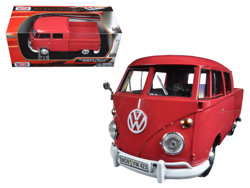 Volkswagen Type 2 (T1) Double Cab Pickup Truck Wax Red 1/24 Diecast