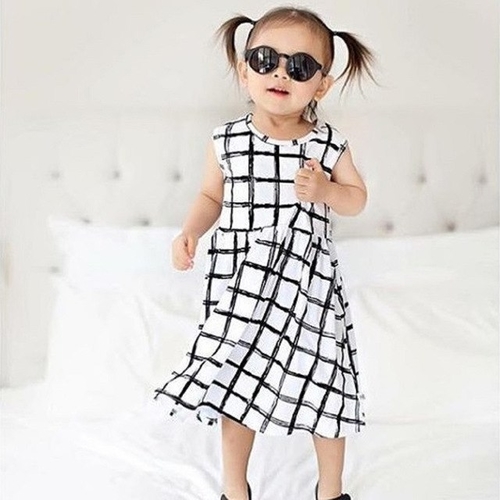 Hot sale Summer Girl Dress Baby Plaid new Fashion