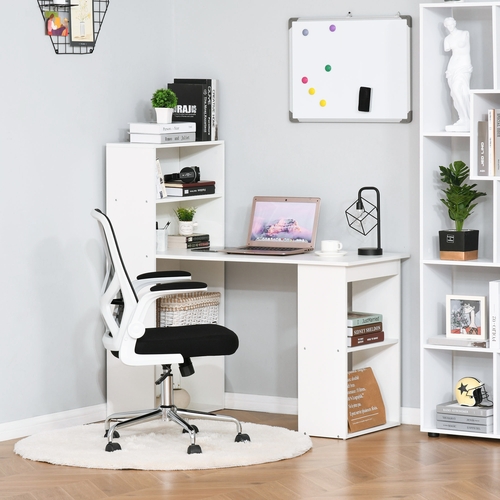 HOMCOM Modern Compact Computer Desk with 6-Tier Storage Shelves Combo,