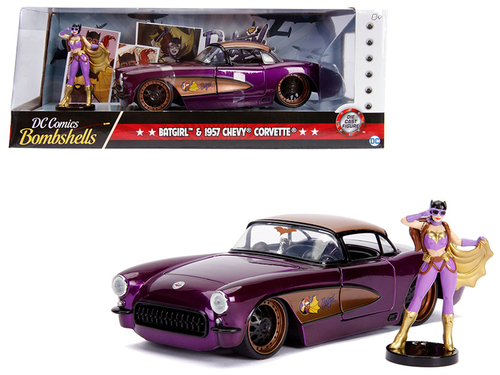 1957 Chevrolet Corvette Purple with Batgirl Diecast Figurine \DC