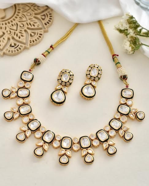 Silver Plated Chain with Square Stone Pendant with Earrings for