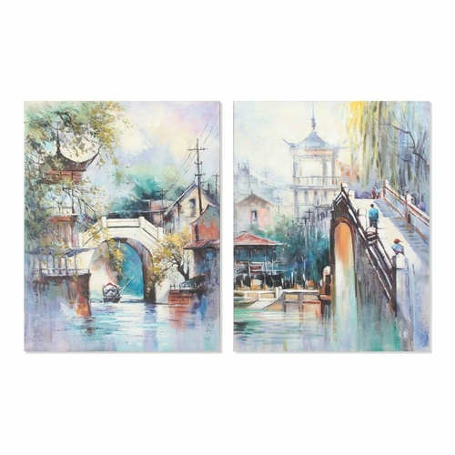 Painting DKD Home Decor Village 90 x 3 x 120 cm Traditional (2 Units)