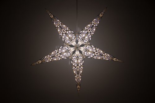 Lace: Black/ Antique White (XL) Handmade 5 Pointed Star Lantern