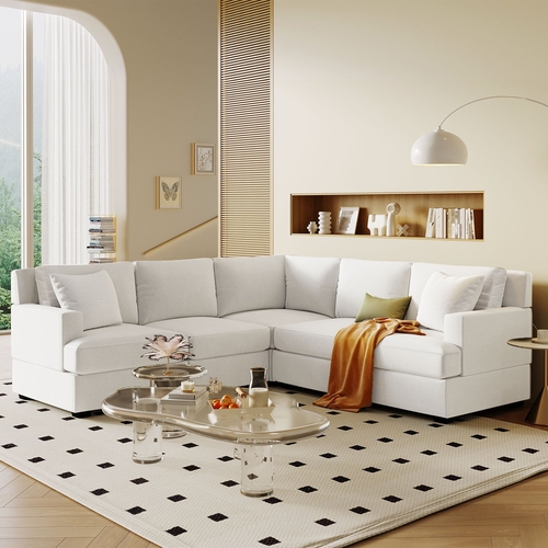 Sectional Modular Sofa with 2 Tossing cushions and Solid Frame for