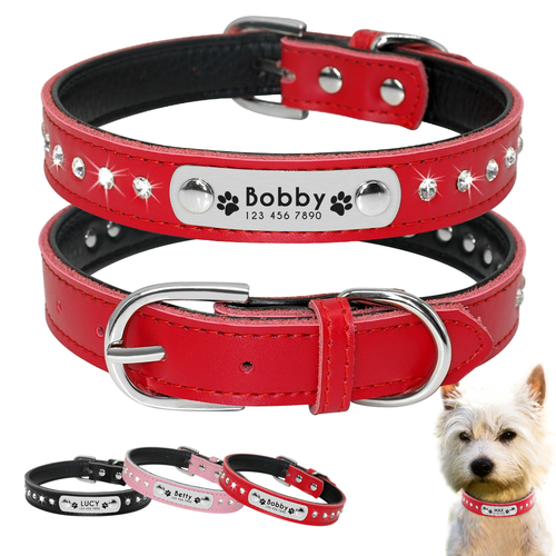 Customized Rhinestore Dog Collars Padded