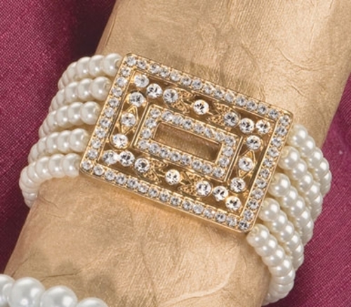 Ivy Lane Design 56-2236/GOL Pearl With Square Design Bracelet - Gold
