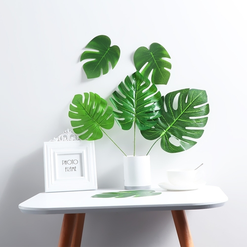 6pcs Artificial Silk Palm Leaves Tropical Green