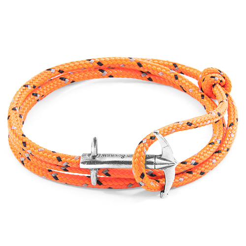 Orange Admiral Anchor Silver & Rope Bracelet