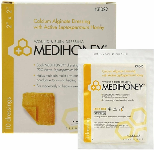 Calcium Alginate Dressing 2" x 2". Case of 100 Sterile Dressings for