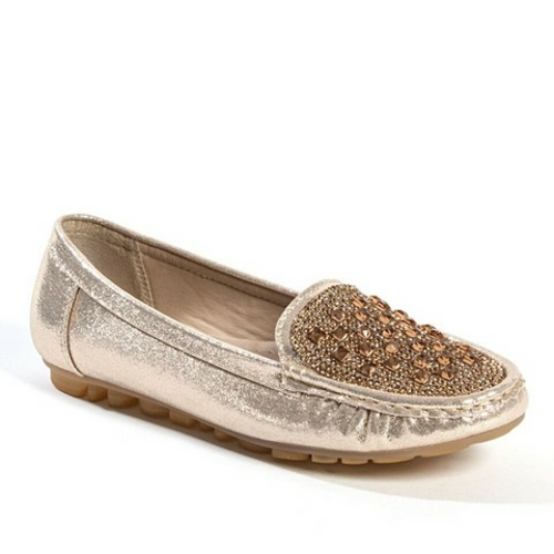 Lady Couture Cozy Rhinestone Plug with Metalic Flat Shoe, Gold - S