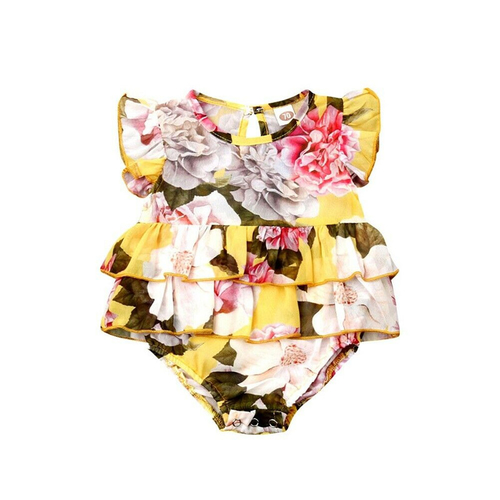 Emmababy Hot Cute Floral Ruffle Romper 2pcs Baby