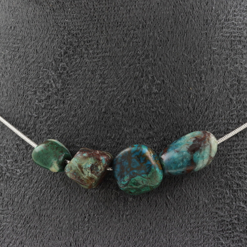 Chrysocolla from the USA 4 beads necklace. 