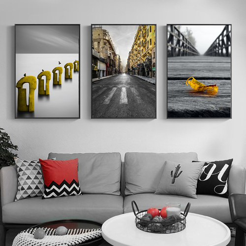 Modern Canvas Painting Nature Fallen Leaves