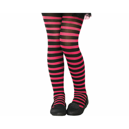 Costume Stockings Striped Fuchsia