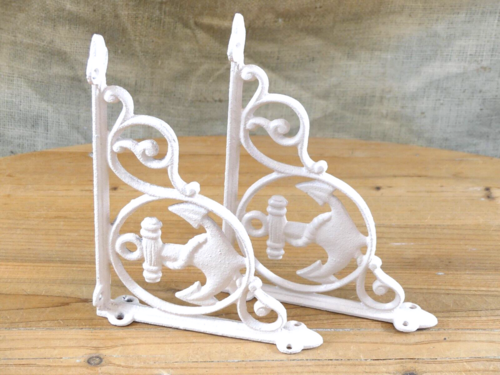 2 CAST IRON BOAT ANCHOR BRACKETS CORBELS WALL SHELF BRACKET