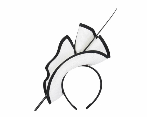 Bright white & black  racing fascinator  MA686WB