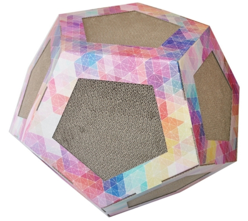 Pet Life CTS2RB Octagon Pet Cat Scratcher Toy & House, Pink Patter