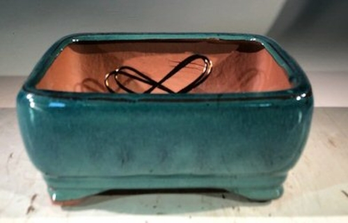 Blue / Green  Ceramic Bonsai Pot - Rectangle Professional Series 6" x