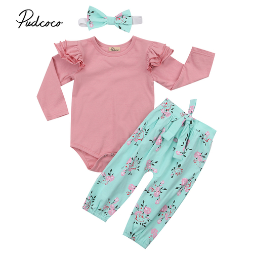 Cute Newborn Infant Baby Girl Clothes Ruffles Long