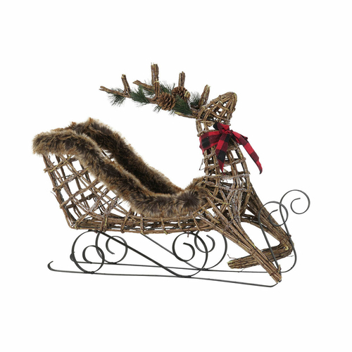 Sledge DKD Home Decor Natural Metal wicker Plastic Reindeer 68 x 20 x