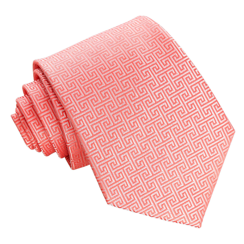 Greek Key Classic Tie - Coral