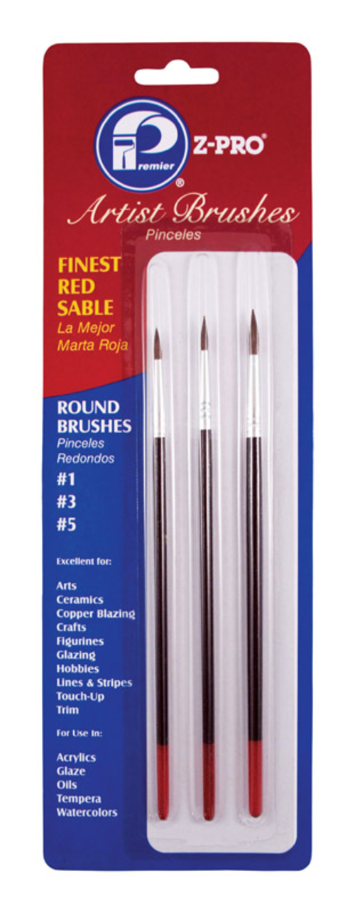 Premier 1803246 Z-Pro 1, 2, 3 in. Round Red Sable Artist Paint