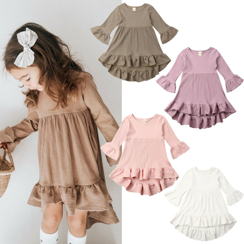 Princess Kid Baby Girl Dress Autumn Knit Solid