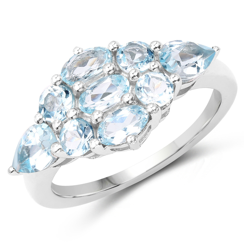 2.63 Carat Genuine Blue Topaz .925 Sterling Silver Ring