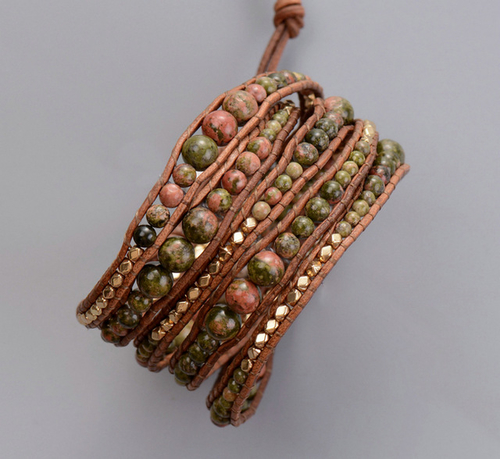 New Graduated Natural Stones with Gold Beads 5