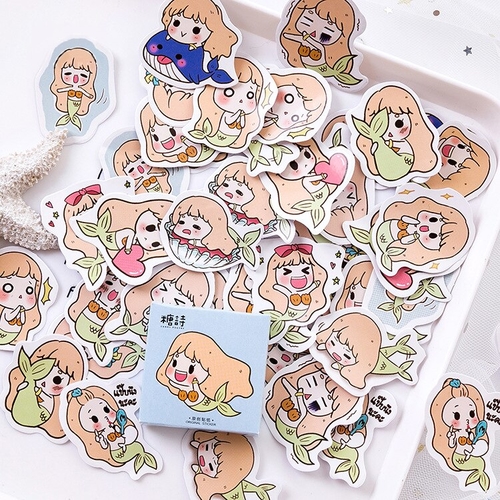 45PCS/ PACK Cute Mermaid Sticker Marker