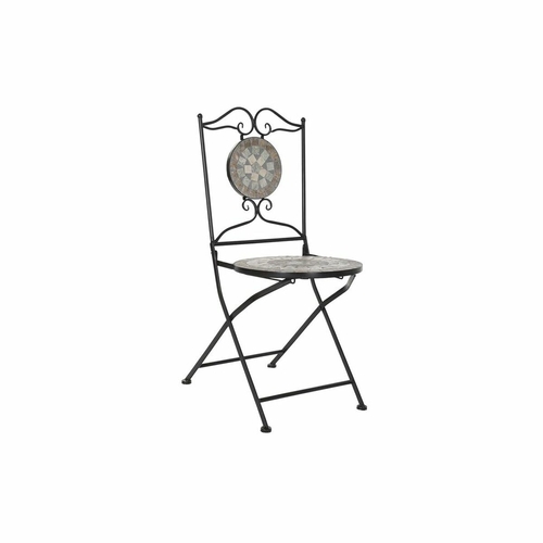 Garden chair DKD Home Decor Ceramic Black Ironwork (42 x 50 x 90 cm)
