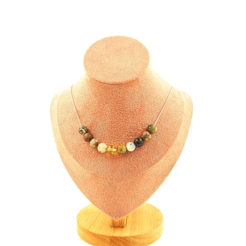 Bamboo Leaf Agate 10 bead necklace 8 mm