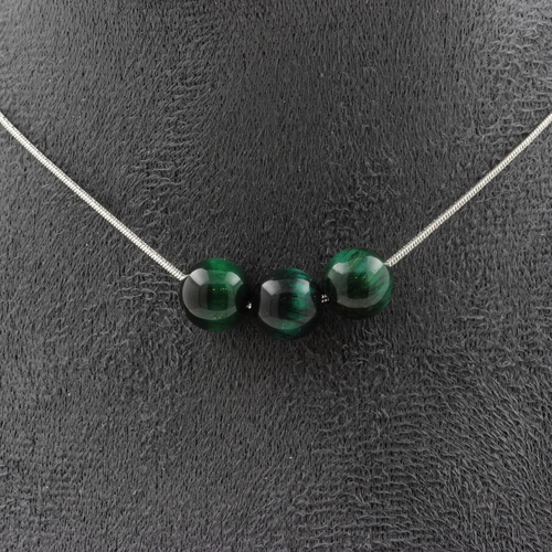 Green Tiger Eye 8 mm 3 beads necklace.