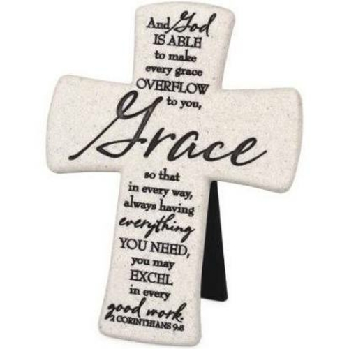 Lighthouse Christian Products 173167 Desktop-Cast Stone-Scripture-Grac