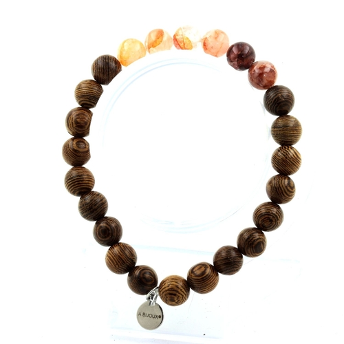 Purple Mica from Tanzania + wood Bracelet 8 mm Beads.