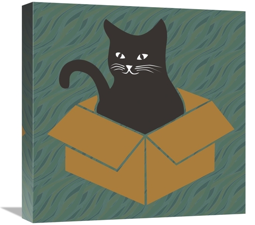 Global Gallery GCS-458108-1818-142 18 x 18 in. Cat in a Box - Blue-Gre