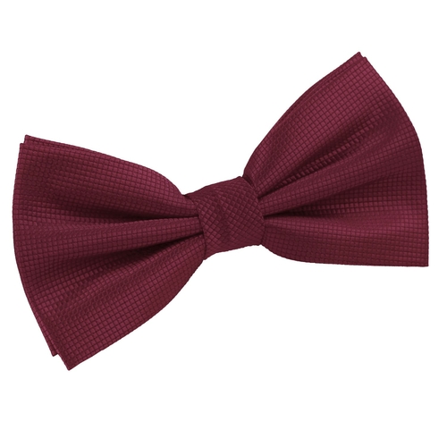 Solid Check Pre-Tied Bow Tie - Burgundy