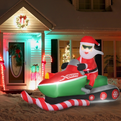 HOMCOM 5.2ft Christmas Inflatable Santa Claus with Snowmobile, LED